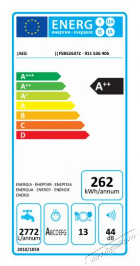 AEG FSB52637Z 13 terítékes beépíthető mosogatógép Konyhai termékek - Mosogatógép - Normál (60cm) beépíthető mosogatógép - 353708