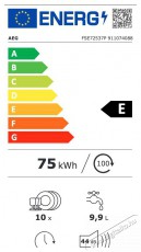 AEG FSE72537P MOSOGATÓGÉP BEÉPÍTHETŐ 10 TERÍTÉK KESKENY Konyhai termékek - Mosogatógép - Keskeny (45cm-ig) beépíthető mosogatógép - 383816