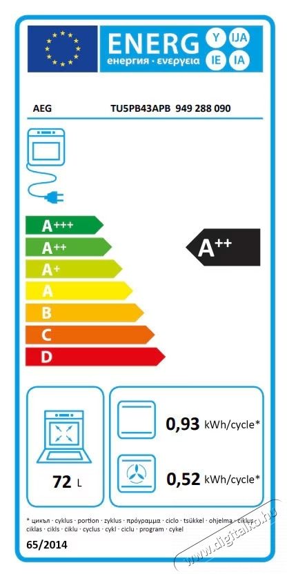 AEG TU5PB43APB be&eacute;p&iacute;thető s&uuml;tő Konyhai term&eacute;kek - S&uuml;tő-főzőlap, tűzhely (be&eacute;p&iacute;thető) - S&uuml;tő (be&eacute;p&iacute;thető) - 540682