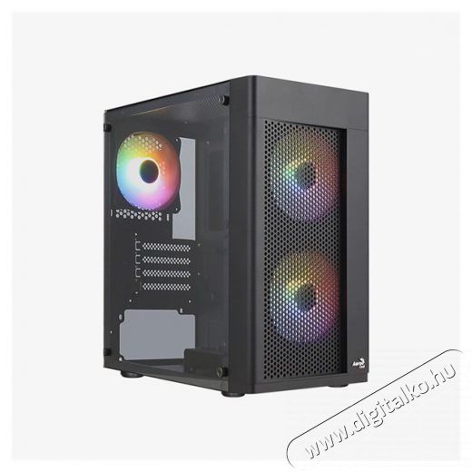 AEROCOOL Hexform v2 FRGB fekete (táp nélküli) ablakos mATX ház Iroda és számítástechnika - Számítógép tartozék - Számítógépház - 458611