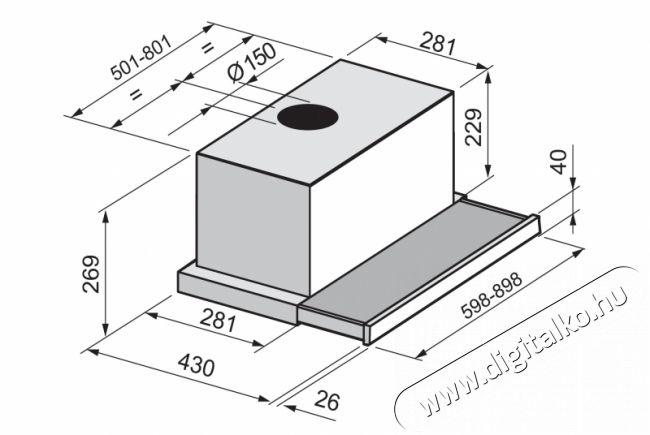 Airmec SLIM VETRO PLUS 90 teleszkópos páraelszívó - fekete Konyhai termékek - Páraelszívó - Beépíthető / kihúzható - 355480