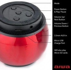 Aiwa Bluetooth hangszóró - piros Audio-Video / Hifi / Multimédia - Hordozható, vezeték nélküli / bluetooth hangsugárzó - Hordozható, vezeték nélküli / bluetooth hangsugárzó - 370386