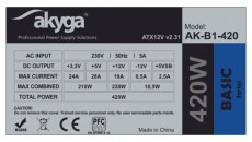 Akyga AK-B1-420 420W ATX Tápegység Iroda és számítástechnika - Egyéb számítástechnikai termék - 394913