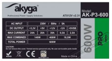 Akyga Ak-P3-600 600W ATX tápegység Iroda és számítástechnika - Egyéb számítástechnikai termék - 387131