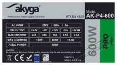 Akyga Ak-P4-600 semi-modular 600W ATX tápegység Iroda és számítástechnika - Egyéb számítástechnikai termék - 387987