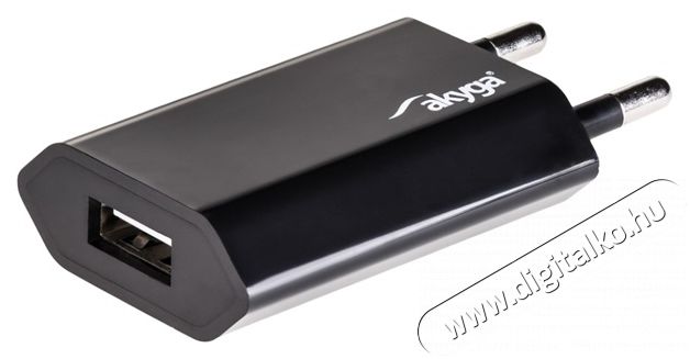 Akyga AK-CH-03BK 5V/1A/5W hálózati USB töltő Akkuk és töltők - Li-ion akkumulátor és töltő (gyári) - Töltő / hálózati adapter - 386011