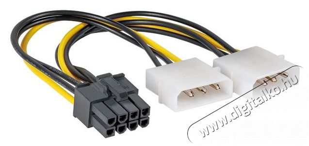 Akyga AK-CA-29 15cm 2x MOLEX anya - 8-tűs PCI Express apa kábel Iroda és számítástechnika - Számítógép tartozék - Táp kábel - 387023