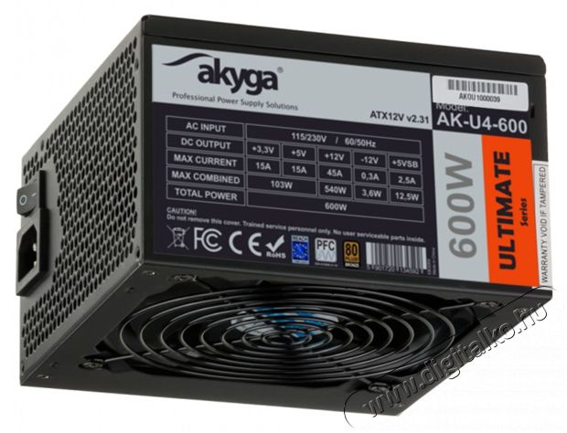 Akyga Ak-U4-600 600W 80+ Bronze ATX tápegység Iroda és számítástechnika - Számítógép tartozék - Tápegység - 387062