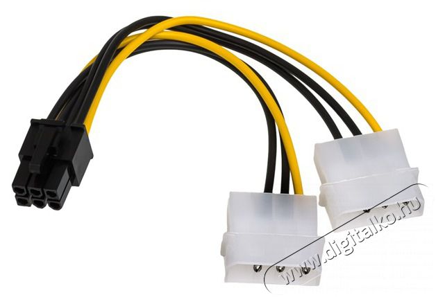 Akyga AK-CA-13 15cm 2x MOLEX anya - 6-tűs PCI Express apa kábel Iroda és számítástechnika - Számítógép tartozék - Táp kábel - 404048