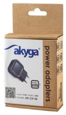 Akyga AK-CH-06 5V/2,1A/10W hálózati USB töltő Akkuk és töltők - Li-ion akkumulátor és töltő (gyári) - Töltő / hálózati adapter - 409719
