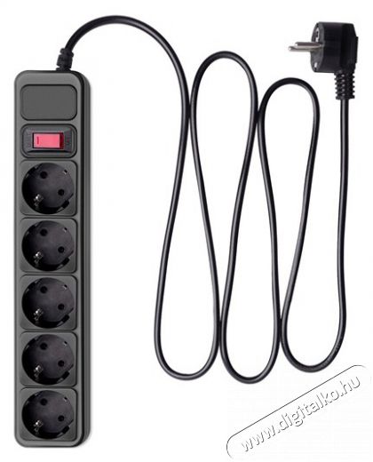 Akyga AK-SP-06A 1,8m 5 aljzat túlfeszültségvédő fekete elosztó Háztartás / Otthon / Kültér - Világítás / elektromosság - Hálózati elosztó / hosszabbító / adapter - 457176