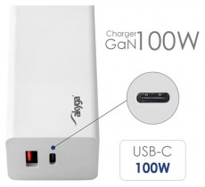 Akyga CHG AK-CH-20 USB-A + USB-C PD 5-20V / max. 5A 100W Quick Charge 3.0 GaN gyorst&ouml;ltő Akkuk &eacute;s t&ouml;ltők - Li-ion akkumul&aacute;tor &eacute;s t&ouml;ltő (gy&aacute;ri) - T&ouml;ltő / h&aacute;l&oacute;zati adapter - 500195