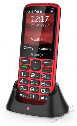 Aligator A930 GPS 4G 4G Senior, piros + t&ouml;ltő&aacute;llv&aacute;ny Mobil / Kommunik&aacute;ci&oacute; / Smart - Klasszikus / Mobiltelefon időseknek - 526797