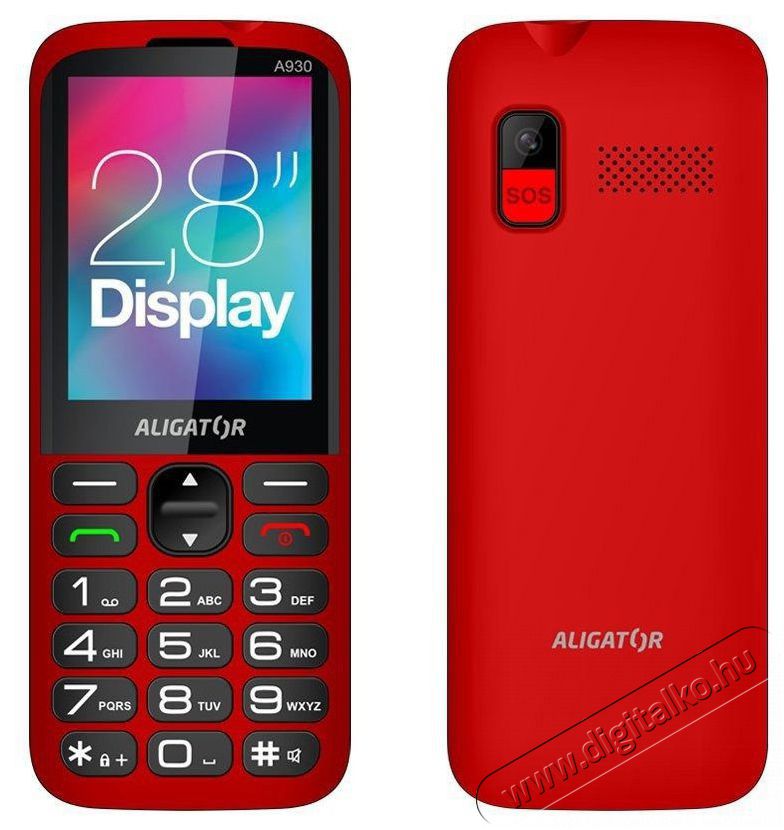 Aligator A930 GPS 4G 4G Senior, piros + t&ouml;ltő&aacute;llv&aacute;ny Mobil / Kommunik&aacute;ci&oacute; / Smart - Klasszikus / Mobiltelefon időseknek - 526797