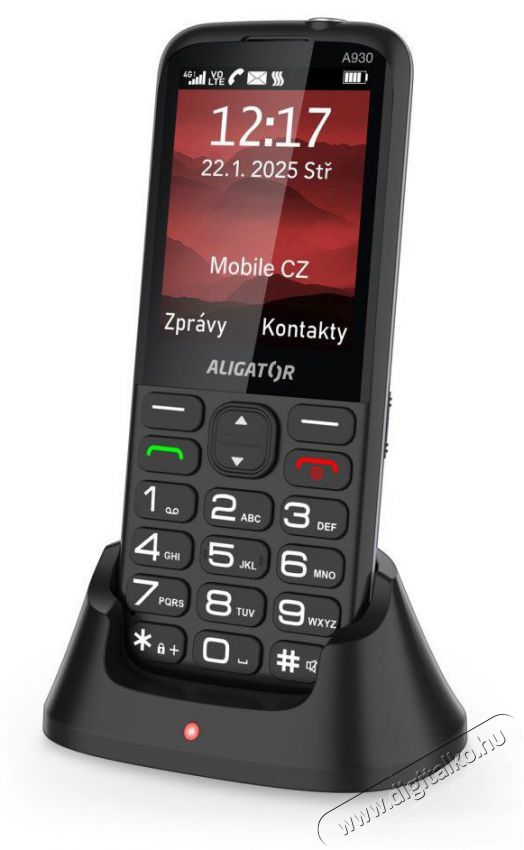 Aligator A930 GPS 4G Senior, fekete + t&ouml;ltő&aacute;llv&aacute;ny Mobil / Kommunik&aacute;ci&oacute; / Smart - Klasszikus / Mobiltelefon időseknek - 526798