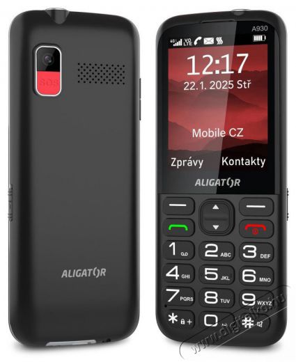 Aligator A930 GPS 4G Senior, fekete + t&ouml;ltő&aacute;llv&aacute;ny Mobil / Kommunik&aacute;ci&oacute; / Smart - Klasszikus / Mobiltelefon időseknek - 526798