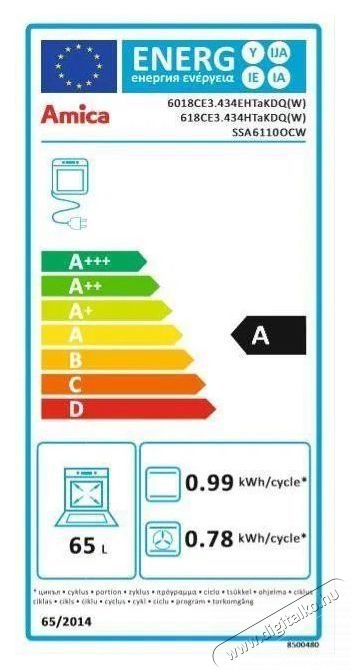 Amica SSA 6110 OCW Konyhai term&eacute;kek - S&uuml;tő-főzőlap, tűzhely (szabadon&aacute;ll&oacute;) - Elektromos tűzhely (szabadon&aacute;ll&oacute;) - 505231