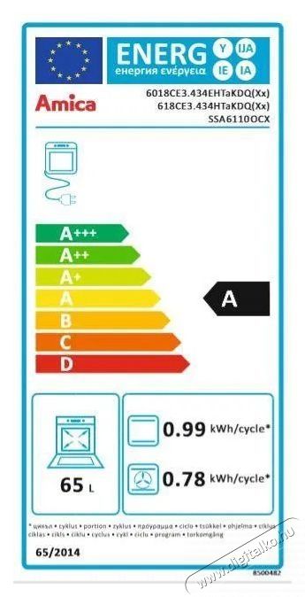 Amica SSA 6110 OCX Konyhai term&eacute;kek - S&uuml;tő-főzőlap, tűzhely (szabadon&aacute;ll&oacute;) - Elektromos tűzhely (szabadon&aacute;ll&oacute;) - 505227