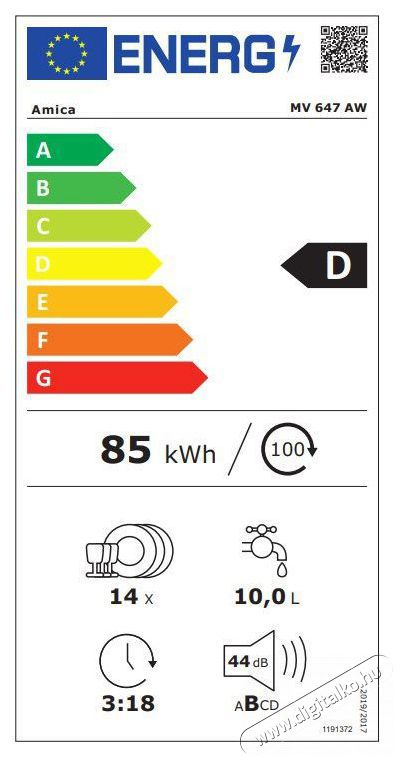 Amica MV 647 AW Konyhai term&eacute;kek - Mosogat&oacute;g&eacute;p - Norm&aacute;l (60cm) szabadon&aacute;ll&oacute; mosogat&oacute;g&eacute;p - 509242