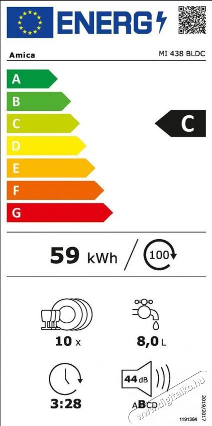 Amica MI 438 BLDC Konyhai term&eacute;kek - Mosogat&oacute;g&eacute;p - Keskeny (45cm-ig) be&eacute;p&iacute;thető mosogat&oacute;g&eacute;p - 515128