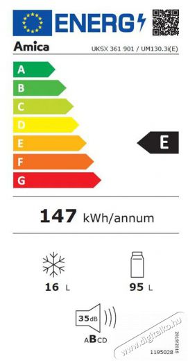 Amica UM130.3i(E) pult alá építhető hűtő Konyhai termékek - Hűtő, fagyasztó (beépíthető) - Egyajtós hűtő - 516293