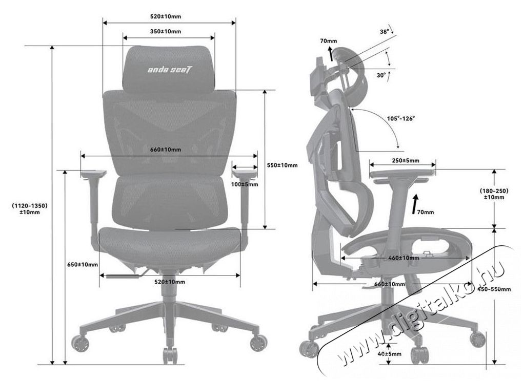 Anda Seat X-Air Mega Size XL Mesh Gray Twilight Iroda &eacute;s sz&aacute;m&iacute;t&aacute;stechnika - Egy&eacute;b sz&aacute;m&iacute;t&aacute;stechnikai term&eacute;k - 518201
