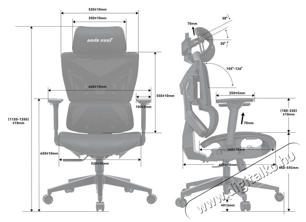 Anda Seat X-Air Mega Size XL Mesh Gray Iroda &eacute;s sz&aacute;m&iacute;t&aacute;stechnika - Egy&eacute;b sz&aacute;m&iacute;t&aacute;stechnikai term&eacute;k - 518203
