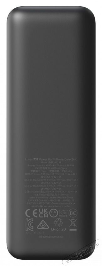 Anker Powerbank GaNPrime 24000mAh, 140W, USB-C Input/Output, USB-A+USB-C Output, fekete - A1289011 Mobil / Kommunik&aacute;ci&oacute; / Smart - Powerbank / K&uuml;lső akkumul&aacute;tor &eacute;s t&ouml;ltő - 501194