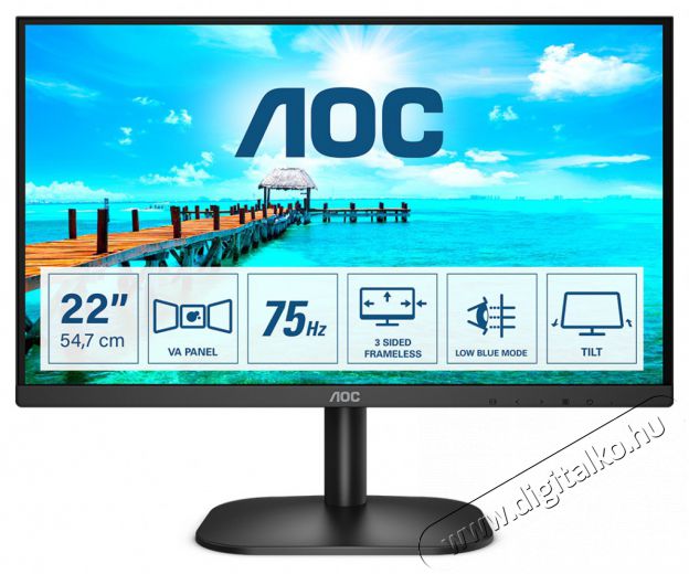 Aoc 21,5" 22B2H FHD VA 75Hz VGA/HDMI WLED monitor Iroda és számítástechnika - Monitor - Monitor - 464365
