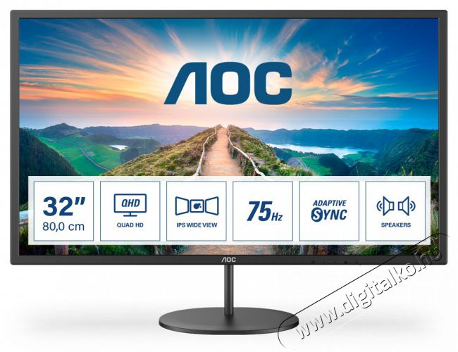 Aoc 31,5"Q32V4 QHD IPS 75Hz DP/HDMI WLED monitor Iroda és számítástechnika - Monitor - 21:9 Ultrawide monitor - 462687