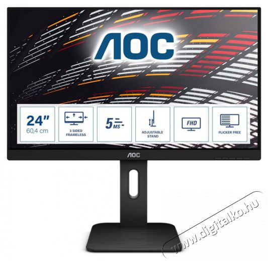 Aoc IPS monitor 23.8 24P1, 1920x1080, 16:9, 250cd/m2, 5ms, VGA/DVI/HDMI/DisplayPort/4xUSB, Pivot, hangszóró Iroda és számítástechnika - Monitor - Monitor - 488204