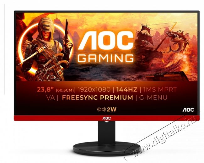 Aoc Gaming 144Hz VA monitor 23.8 G2490VXA, 1920x1080, 16:9, 350cd/m2, 1ms, HDMI/DisplayPort, hangsz&oacute;r&oacute; Iroda &eacute;s sz&aacute;m&iacute;t&aacute;stechnika - Monitor - Monitor - 490543
