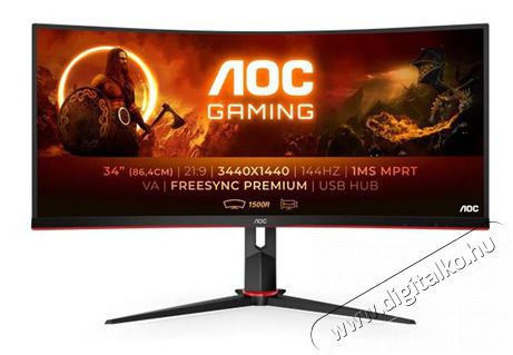 Aoc 34 CU34G2X/BK UWQHD 144Hz VA HDMI/DP/USB ívelt gamer monitor Iroda és számítástechnika - Monitor - 21:9 Ultrawide monitor - 494933