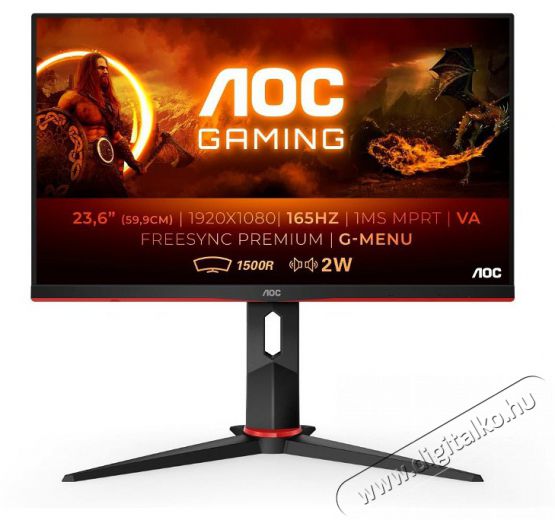 Aoc C24G2AE/BK ívelt gaming 165Hz VA monitor 23.6 Iroda és számítástechnika - Monitor - Monitor - 490690