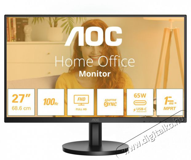 Aoc 27 27B3CA2 FHD IPS 100Hz HDMI USB-C monitor Iroda &eacute;s sz&aacute;m&iacute;t&aacute;stechnika - Monitor - Monitor - 514028