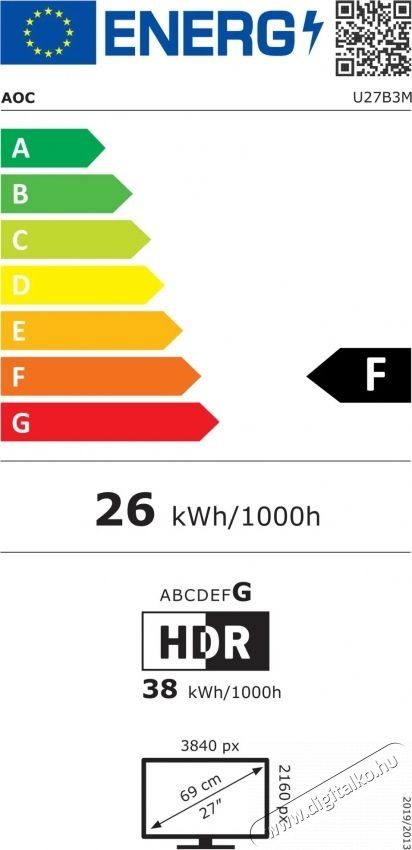 Aoc U27B3M Monitor Iroda &eacute;s sz&aacute;m&iacute;t&aacute;stechnika - Monitor - Monitor - 531389