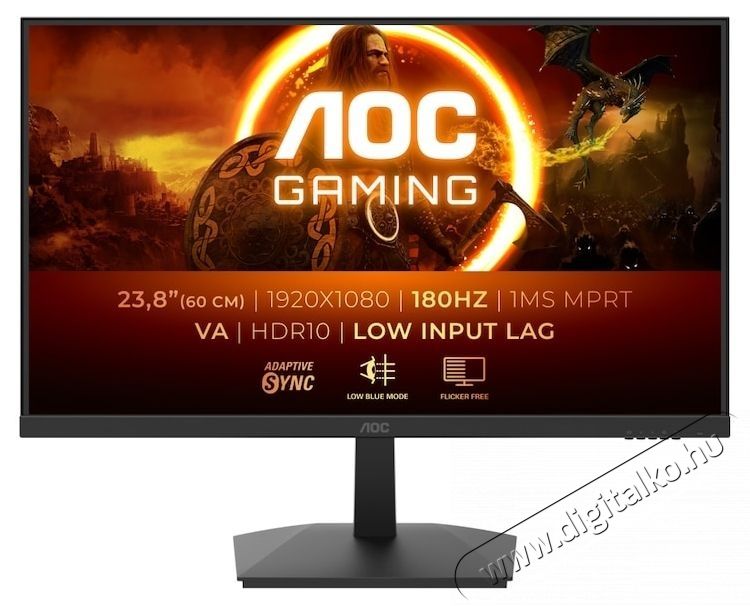 Aoc 24G15N2 Gaming monitor, 23,8 , VA, FHD, 180 Hz, 4 ms, 1 ms, HDR10, FlickerFree, HDMI, DisplayPort, fekete Iroda &eacute;s sz&aacute;m&iacute;t&aacute;stechnika - Monitor - Monitor - 534153
