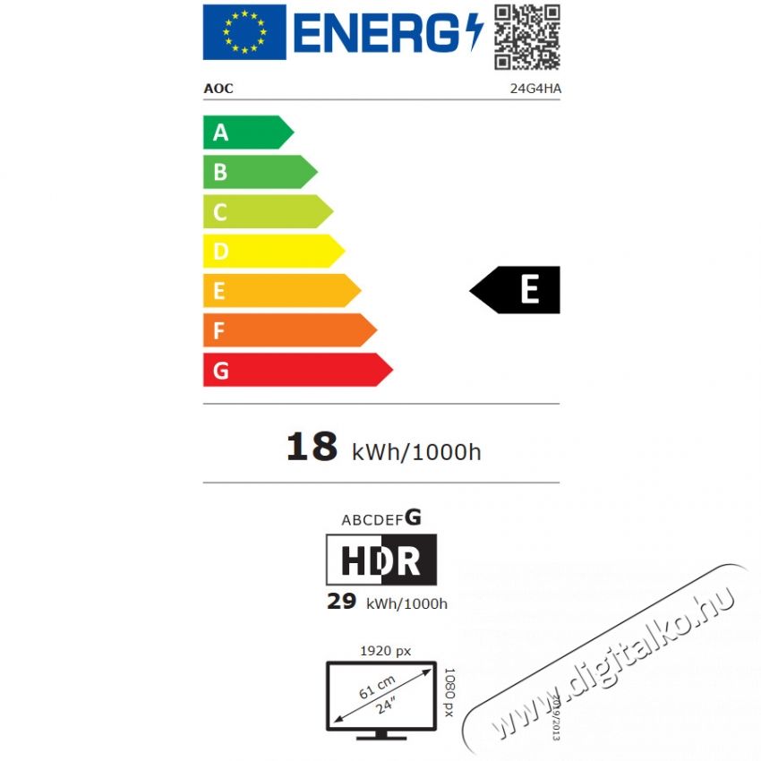 Aoc 24G4HA Gaming monitor, 23.8 , Full HD, Gyors IPS, WLED Iroda &eacute;s sz&aacute;m&iacute;t&aacute;stechnika - Monitor - Monitor - 534152