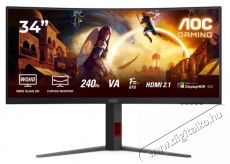 Aoc CU34G4Z Gaming monitor, 34inch, UWQHD (3440&times;1440), &Iacute;velt, Gyors VA 1500R, 240Hz, 1ms (GTG), 0.3ms (MPRT), DisplayHDR 400, HDR10, Vill&oacute;dz&aacute;smentes, Low Blue Light, Adaptive-Sync, 2&times; HDMI 2.1, DP 1.4, USB Hub, VESA 100&times;100 mm, Fekete/Piros Iroda &eacute;s sz&aacute;m&iacute;t&aacute;stechnika - Monitor - Monitor - 540540