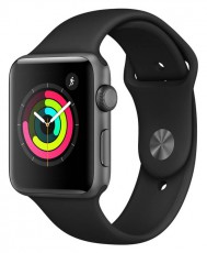 Apple Watch S3 42mm asztroszürke alumíniumtok, fekete sportszíjjal Mobil / Kommunikáció / Smart - Okos eszköz - Okos karkötő - 331082
