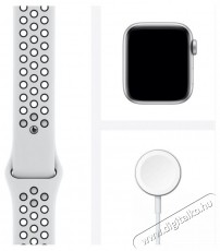 Apple Watch Nike SE (v2) GPS-es (44mm) ez&uuml;st alum&iacute;nium tok, platina/fekete szilikon Nike sportsz&iacute;jas okos&oacute;ra Mobil / Kommunik&aacute;ci&oacute; / Smart - Okos eszk&ouml;z - Okos&oacute;ra - 385988