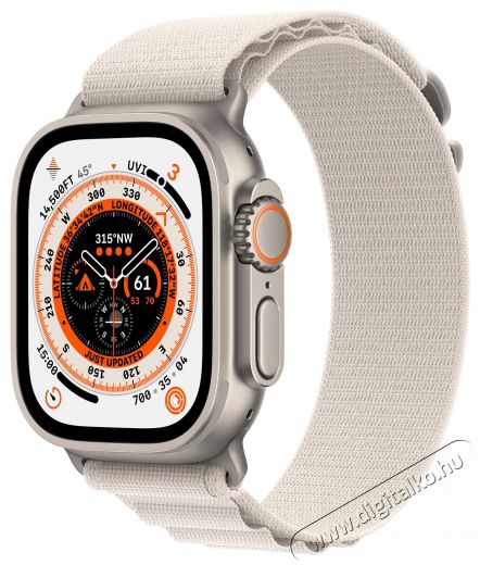 Apple Watch Ultra GPS + Cellular, 49mm titán tok (mqfr3cm/a) - starlight pánt, M méret Mobil / Kommunikáció / Smart - Okos eszköz - Okosóra - 400105