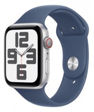 Apple Watch SE2 v3 Cellular (44mm) ezüst alumínium tok, denim sportszíj (S/M) okosóra Mobil / Kommunikáció / Smart - Okos eszköz - Okosóra - 514583