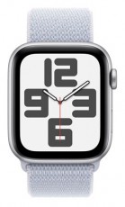 Apple Watch SE2 v3 GPS (44mm) ezüst alumínium tok, fakókék sportszíj okosóra Mobil / Kommunikáció / Smart - Okos eszköz - Okosóra - 514581