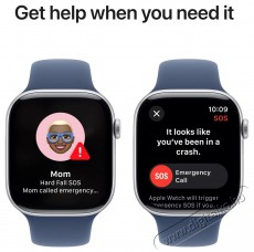 Apple Watch Series 10 46mm Silver Aluminium Case with Denim Sport Band - S/M Mobil / Kommunik&aacute;ci&oacute; / Smart - Okos eszk&ouml;z - Okos&oacute;ra - 523654