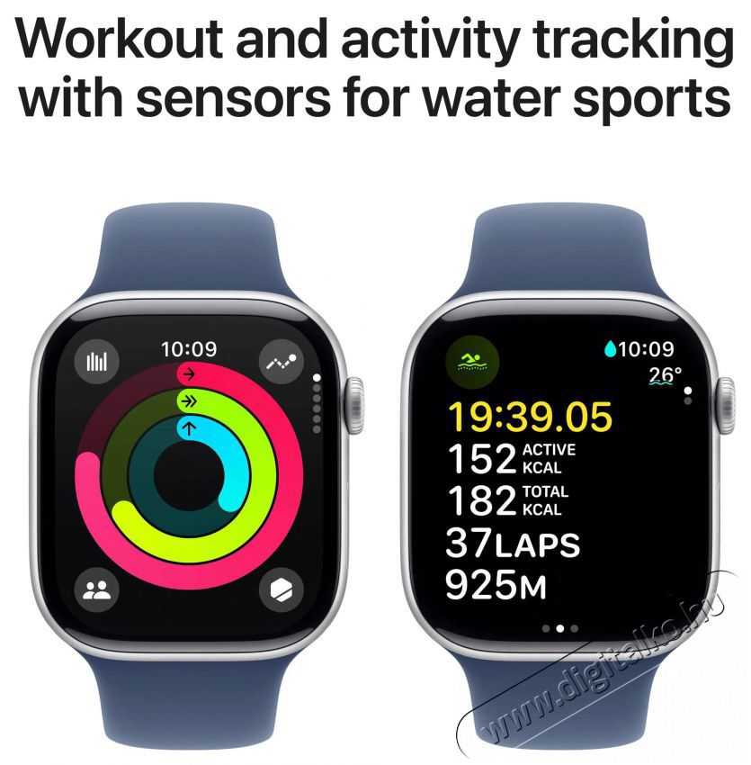 Apple Watch Series 10 46mm Silver Aluminium Case with Denim Sport Band - S/M Mobil / Kommunik&aacute;ci&oacute; / Smart - Okos eszk&ouml;z - Okos&oacute;ra - 523654