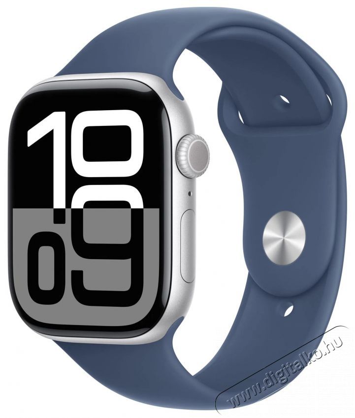 Apple Watch Series 10 46mm Silver Aluminium Case with Denim Sport Band - S/M Mobil / Kommunik&aacute;ci&oacute; / Smart - Okos eszk&ouml;z - Okos&oacute;ra - 523654