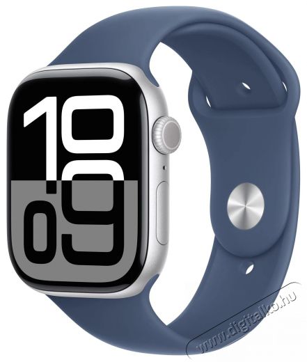 Apple Watch Series 10 46mm Silver Aluminium Case with Denim Sport Band - S/M Mobil / Kommunik&aacute;ci&oacute; / Smart - Okos eszk&ouml;z - Okos&oacute;ra - 523654