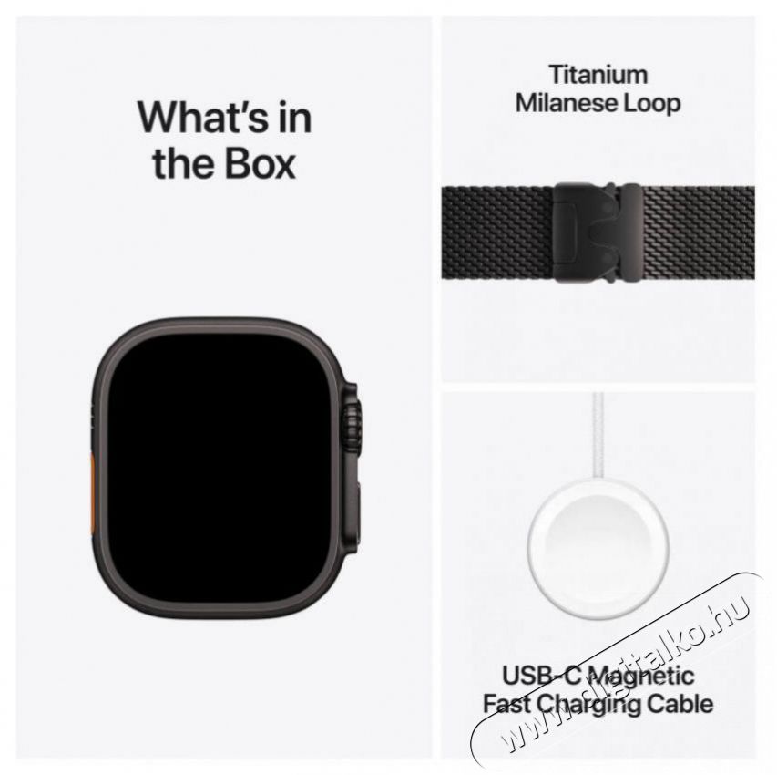Apple Watch Ultra 2 49mm Black Titanium Case with Black Titanium Milanese Loop - L Mobil / Kommunik&aacute;ci&oacute; / Smart - Okos eszk&ouml;z - Okos&oacute;ra - 523653
