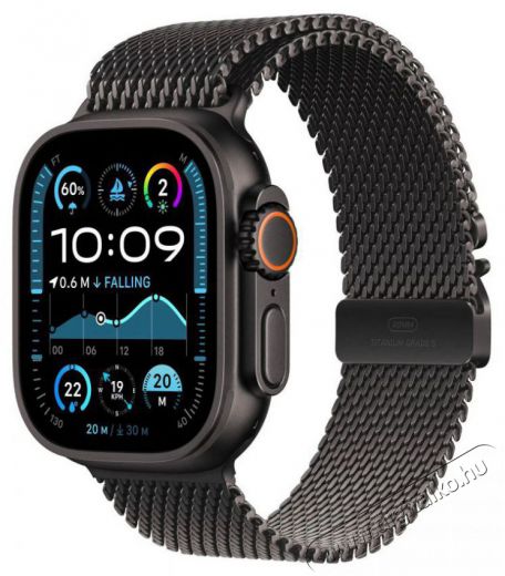 Apple Watch Ultra 2 49mm Black Titanium Case with Black Titanium Milanese Loop - L Mobil / Kommunik&aacute;ci&oacute; / Smart - Okos eszk&ouml;z - Okos&oacute;ra - 523653